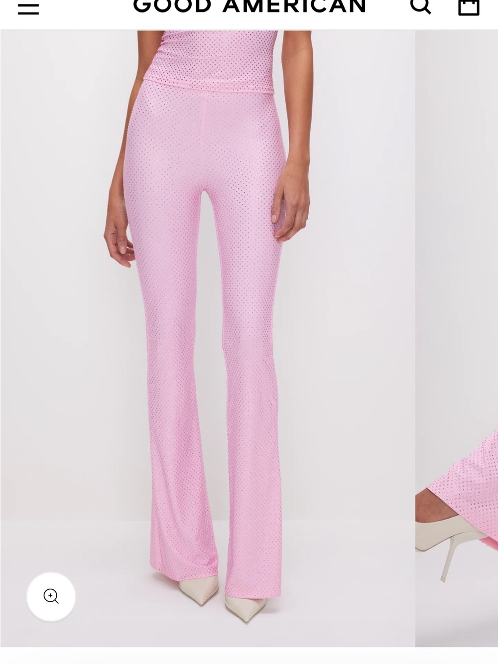 Good American Bubblegum Pink High-Waist Flared Pull On Pants